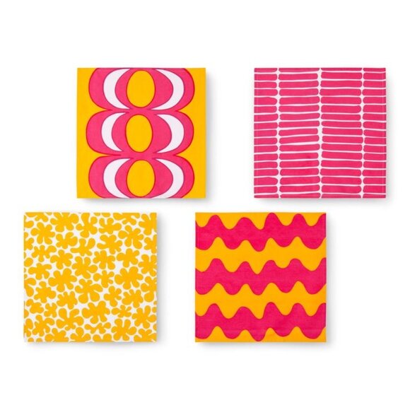 NWT pink and yellow Marimekko for Target placemats and napkins/4 each - Picture 2 of 3